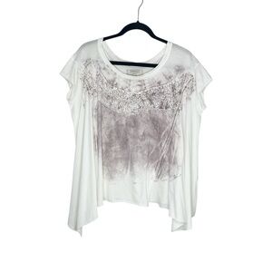 ALLSAINTS 100% Cotton Oversized Slouchy Lace Imprint Top size US 2